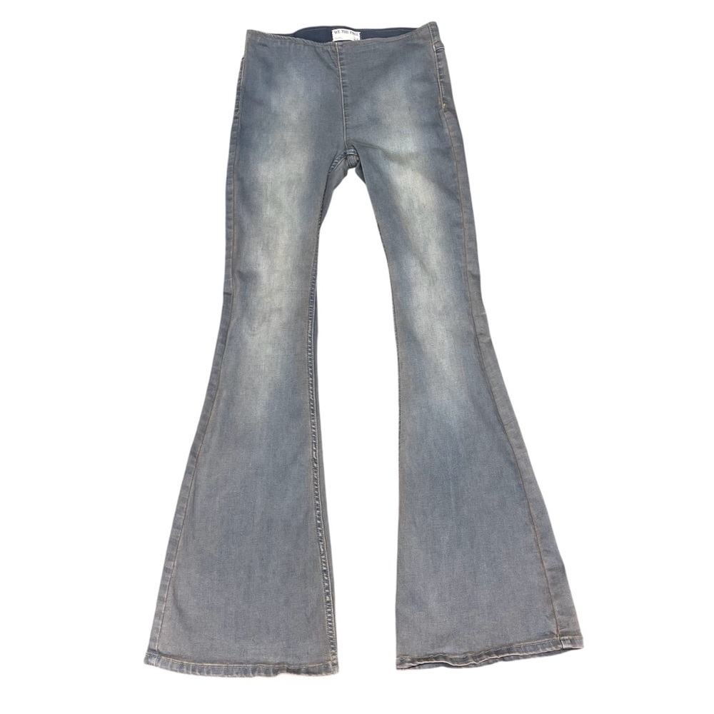 We The Free Pull On Flare Jeans Size 28 Blue Brown Hue Free People